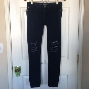 Celebrity Pink Denim Jeans With Knee Slits